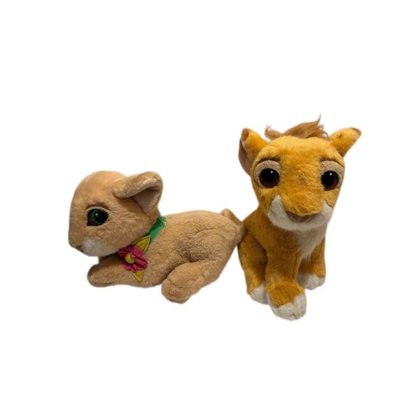 Mattel Disney 1993 The Lion King Purring Nala & Simba Stuffed Animal Plushes - Picture 1 of 10